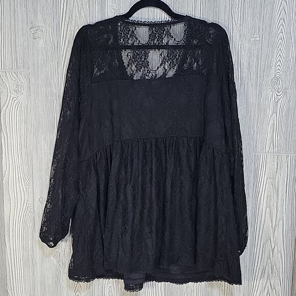 Torrid Black Lace Peasant Babydoll Top Womens Plus Size 3X NWT - Picture 6 of 10
